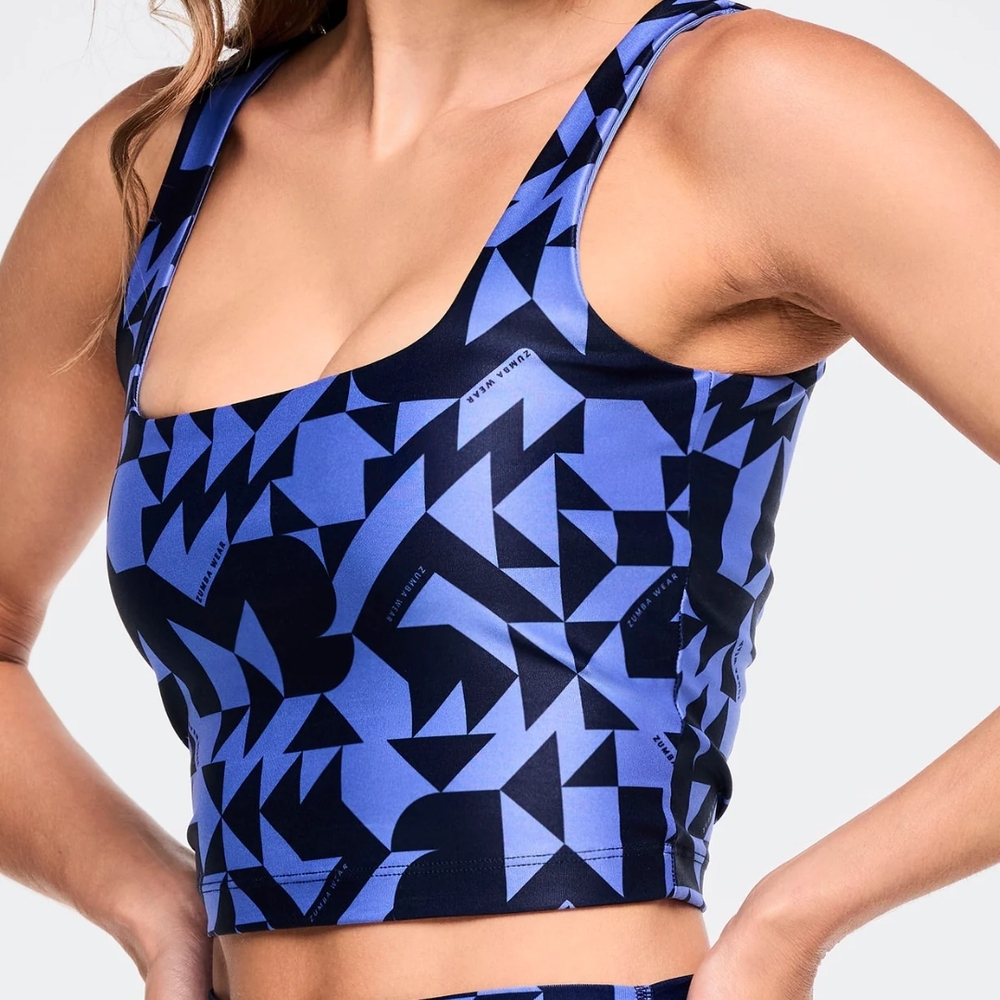 ZUMBA Geometric Blue Crop Top